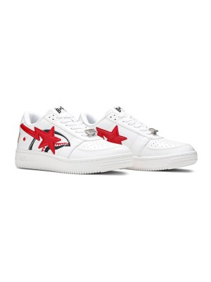 BAPE STA Low Shark ホワイト＆レッド スニーカー 1F30291002｜アイコニックなストリートウェア スタイル