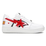 BAPE STA Low Shark White & Red Sneakers featuring red star logo