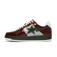 BAPE Bapesta 2 ブリックレッド＆グレー パテントレザー スニーカー 1I80191006-GYXRD｜アイコニックなストリートウェアデザイン