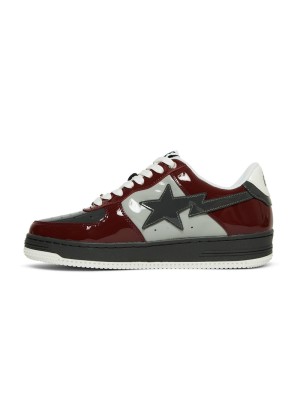 BAPE Bapesta 2 Brick Red & Grey Patent Leather Sneakers 1I80191006-GYXRD | Iconic Streetwear Design