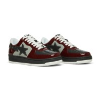 BAPE Bapesta 2 Brick Red & Grey Patent Leather Sneakers 1I80191006-GYXRD | Iconic Streetwear Design