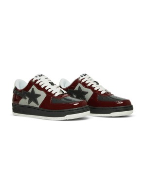 BAPE Bapesta 2 Brick Red & Grey Patent Leather Sneakers 1I80191006-GYXRD | Iconic Streetwear Design