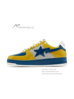 BAPE Bapesta 2 Yellow & Blue Patent Leather Sneakers 1I80191006-GYXYE | Vibrant Streetwear Style