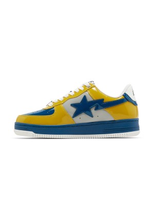 BAPE Bapesta 2 イエロー＆ブルー パテントレザー スニーカー 1I80191006-GYXYE | 鮮やかなストリートウェアスタイル