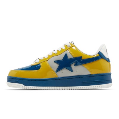 BAPE Bapesta 2 Yellow & Blue Patent Leather Sneakers 1I80191006-GYXYE | Vibrant Streetwear Style