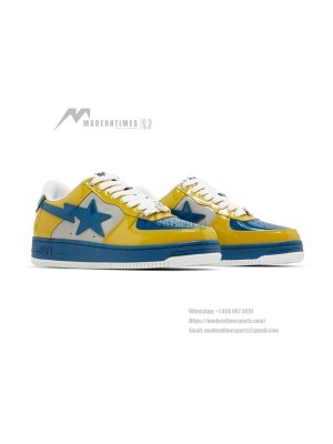 BAPE Bapesta 2 Yellow & Blue Patent Leather Sneakers 1I80191006-GYXYE | Vibrant Streetwear Style