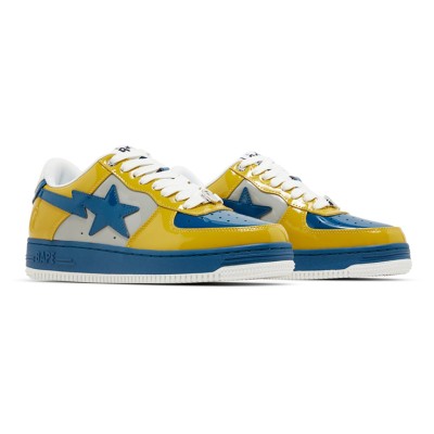 BAPE Bapesta 2 Yellow & Blue Patent Leather Sneakers 1I80191006-GYXYE | Vibrant Streetwear Style