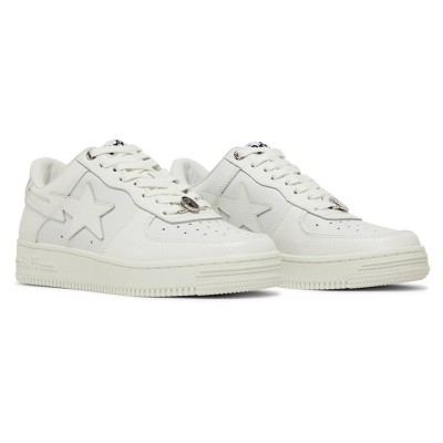 BAPE Bapesta 6 White 1J30191013-WHT | Minimalist All-White Iconic Sneakers