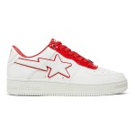 BAPE Bapesta 8 M1 White and Red Leather Sneakers