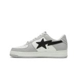 BAPE Bapesta Low M2 White Grey and Black Leather Sneakers