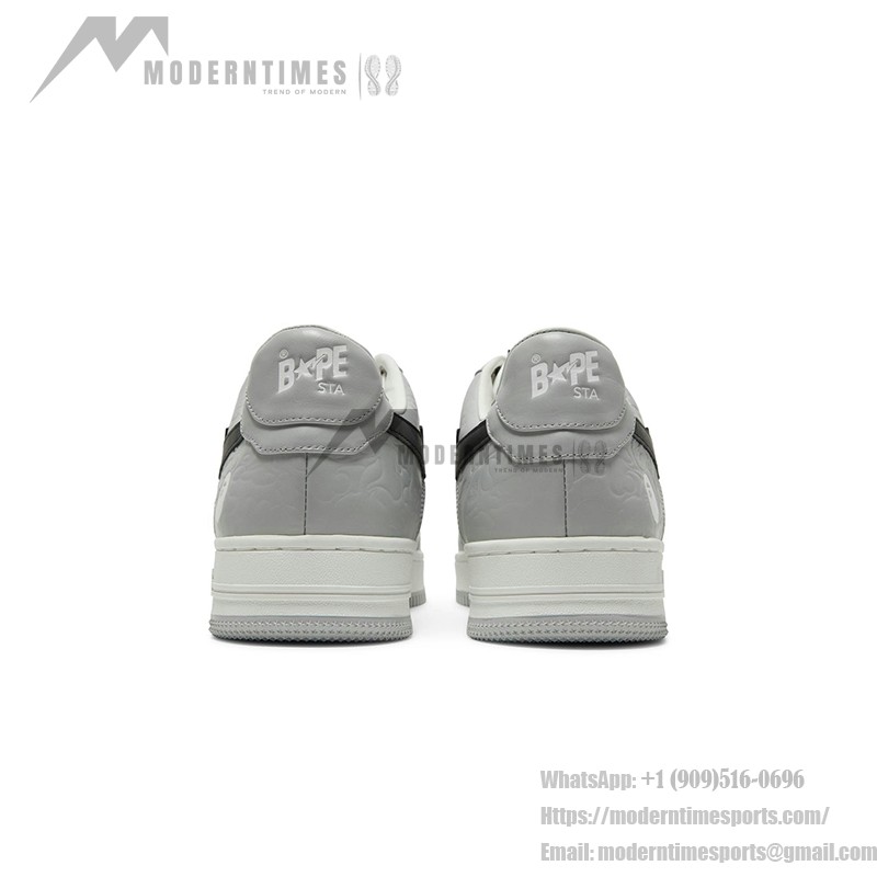 BAPE Bapesta Low M2 White Grey and Black Leather Sneakers