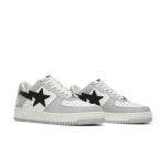 BAPE Bapesta Low M2 White Grey and Black Leather Sneakers