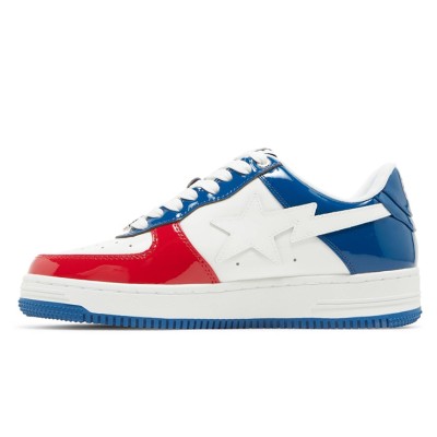 BAPE Bapesta M1 France 1I80191004-WHXBL | Iconic Red, White, and Blue Patent Leather Sneakers