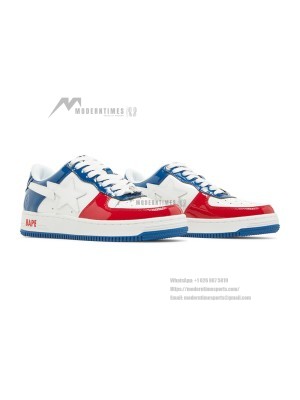 BAPE Bapesta M1 France 1I80191004-WHXBL | Iconic Red, White, and Blue Patent Leather Sneakers