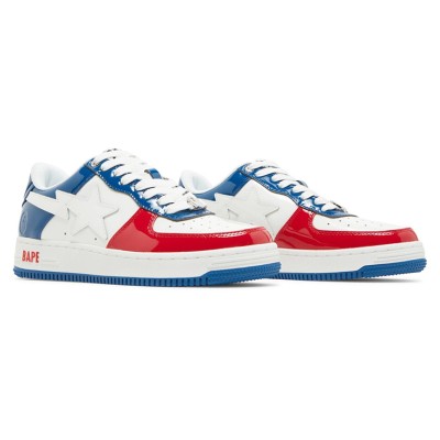 BAPE Bapesta M1 France 1I80191004-WHXBL | Iconic Red, White, and Blue Patent Leather Sneakers