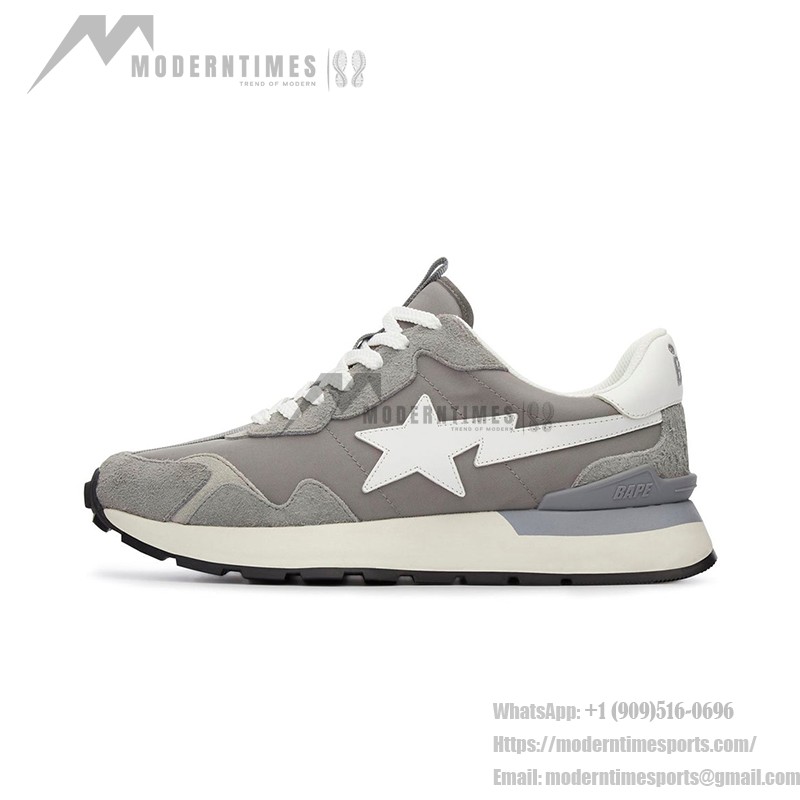 BAPE Roadsta Express Grey Suede and Fabric Running Sneakers