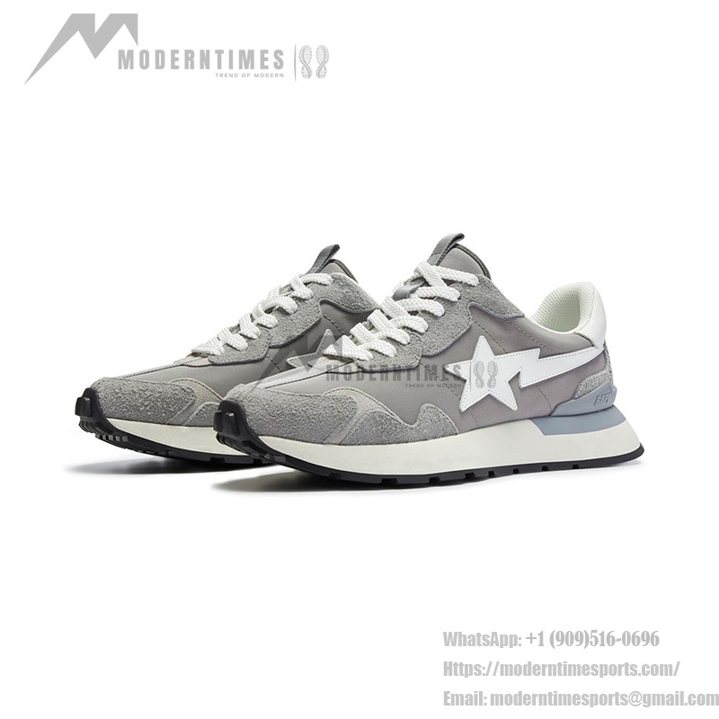 BAPE Roadsta Express Grey Suede and Fabric Running Sneakers