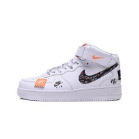 Nike Air Force 1 Mid BQ6474-100 - Just Do It White Edition with Bold Graphic Details and Ankle Strap