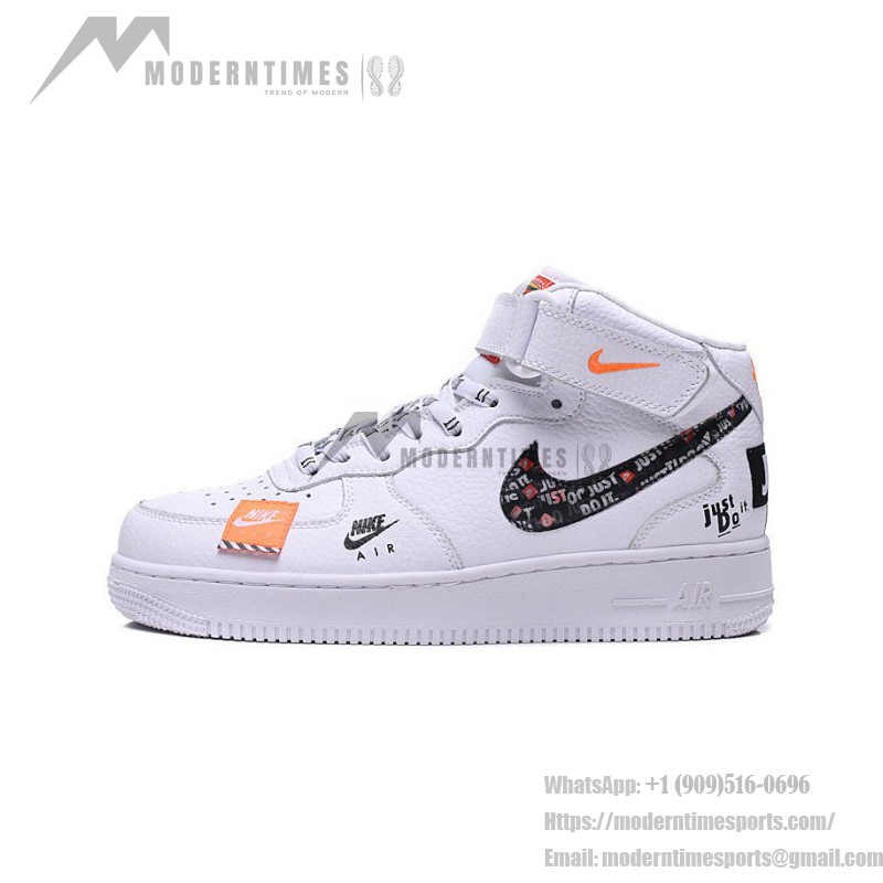 Nike Air Force 1 Mid BQ6474-100 - White Sneakers with Bold Just Do It Graphics