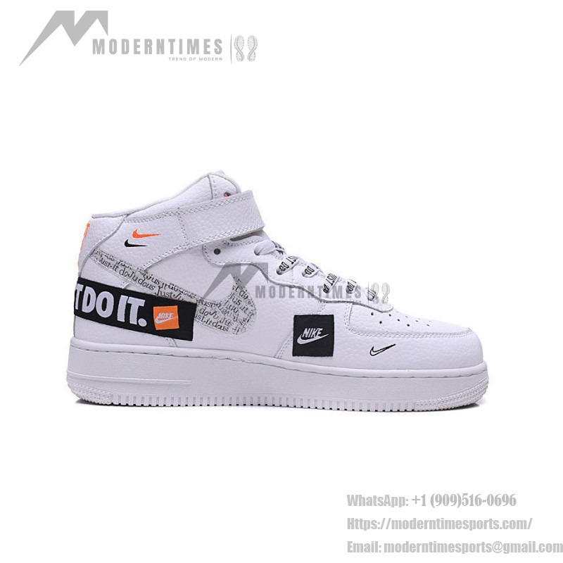 Nike Air Force 1 Mid BQ6474-100 - White Sneakers with Bold Just Do It Graphics