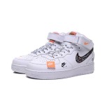 Nike Air Force 1 Mid BQ6474-100 - White Sneakers with Bold Just Do It Graphics