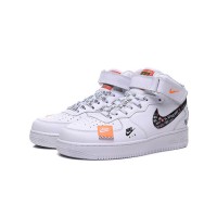 Nike Air Force 1 Mid BQ6474-100 - Just Do It White Edition with Bold Graphic Details and Ankle Strap