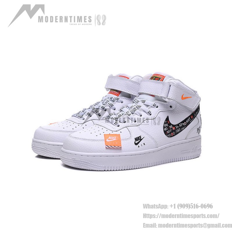 Nike Air Force 1 Mid BQ6474-100 - White Sneakers with Bold Just Do It Graphics