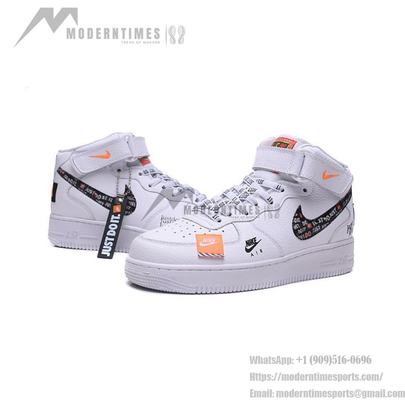 Nike Air Force 1 Mid BQ6474-100 - White Sneakers with Bold Just Do It Graphics