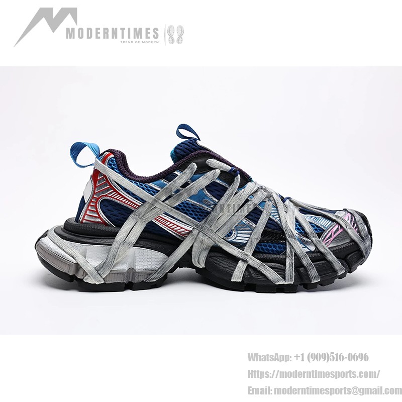 Balenciaga Runner Kith Four.Color 7.0 - Bold Multi-Color Blue Sneakers with Futuristic Design