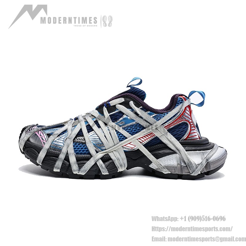 Balenciaga Runner Kith Four.Color 7.0 - Bold Multi-Color Blue Sneakers with Futuristic Design