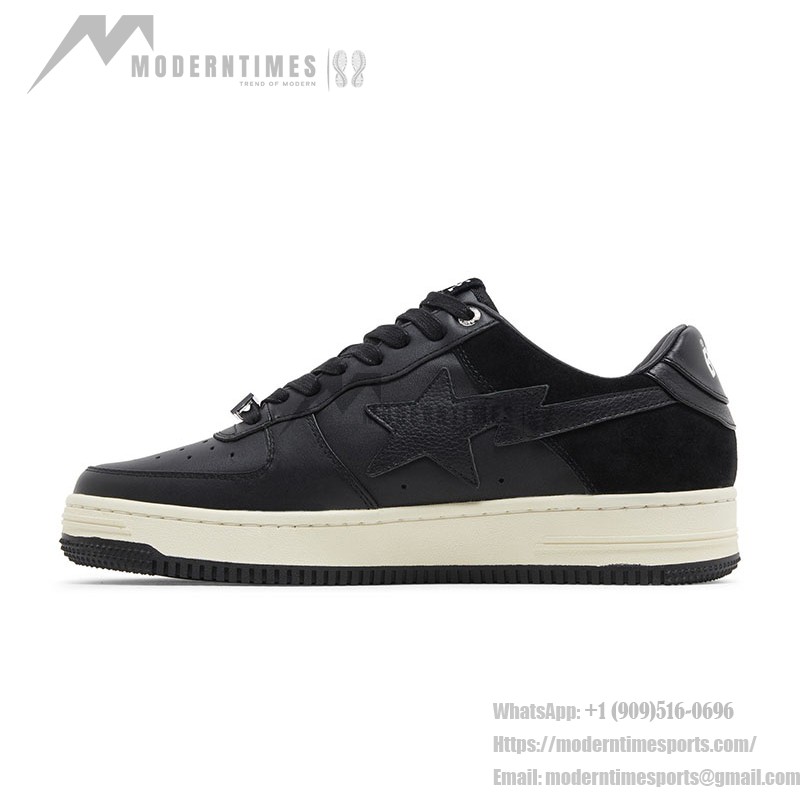 BAPE Bapesta Low Suede Heel 블랙 가죽과 스웨이드 스니커즈