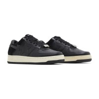 BAPE Bapesta Low Suede Heel Black 001FWG701042X-BLK | ミニマルなオールブラックレザー＆スエードロートップスニーカー