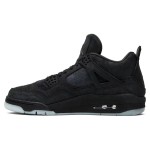 Side view of the KAWS x Air Jordan 4 Retro "Black" 930155-001 sneaker in all-black with premium materials