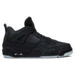 Side view of the KAWS x Air Jordan 4 Retro "Black" 930155-001 sneaker in all-black with premium materials