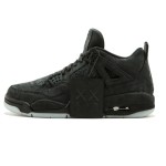 Side view of the KAWS x Air Jordan 4 Retro "Black" 930155-001 sneaker in all-black with premium materials