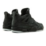 Side view of the KAWS x Air Jordan 4 Retro "Black" 930155-001 sneaker in all-black with premium materials