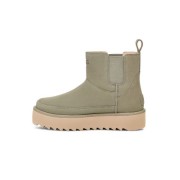 UGG 여성용 클래식 첼시 플랫폼 미니 부츠 올리브 그린 1158051 - 일상적인 편안함을 위한 스타일리시한 스웨이드 플랫폼 부츠