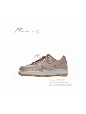 CLOT x Nike Air Force 1 'Rose Gold Silk' - Luxurious Rose Gold Sneakers with Hidden Pattern and Gum Sole | CJ5290-600