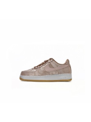 CLOT x Nike Air Force 1 'Rose Gold Silk' - Luxurious Rose Gold Sneakers with Hidden Pattern and Gum Sole | CJ5290-600