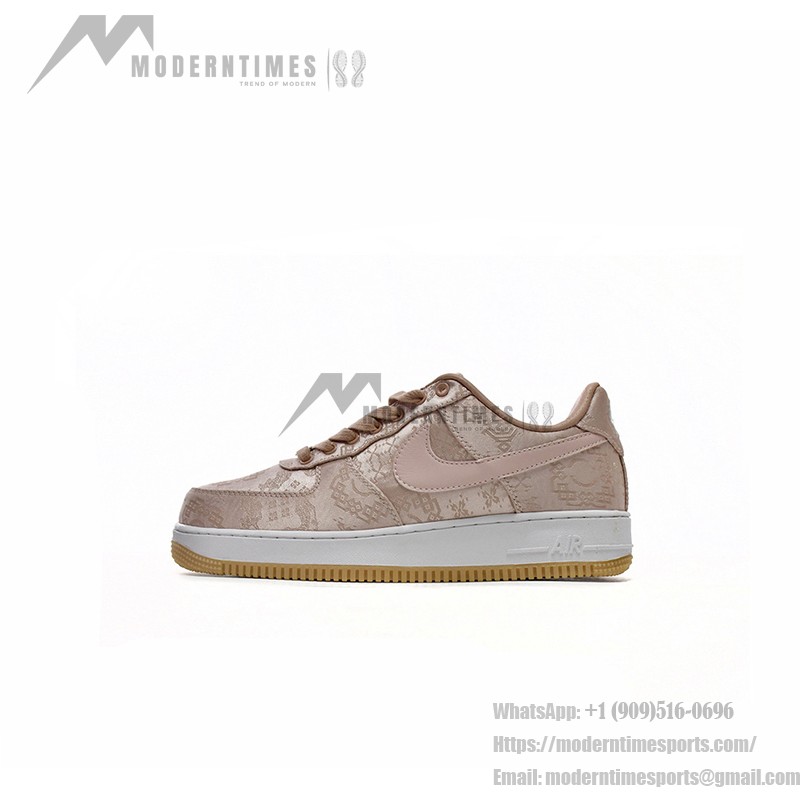 CLOT x Nike Air Force 1 'Rose Gold Silk' - Rose Gold Sneakers with Hidden Pattern and Gum Sole