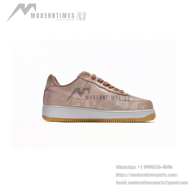 CLOT x Nike Air Force 1 'Rose Gold Silk' - Rose Gold Sneakers with Hidden Pattern and Gum Sole