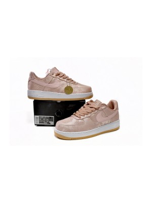 CLOT x Nike Air Force 1 'Rose Gold Silk' - Luxurious Rose Gold Sneakers with Hidden Pattern and Gum Sole | CJ5290-600