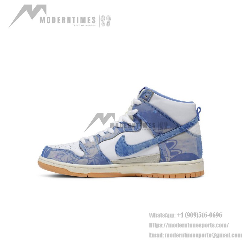 Carpet Company x Nike SB Dunk High Blue Pattern Limited Edition Skateboarding Shoes