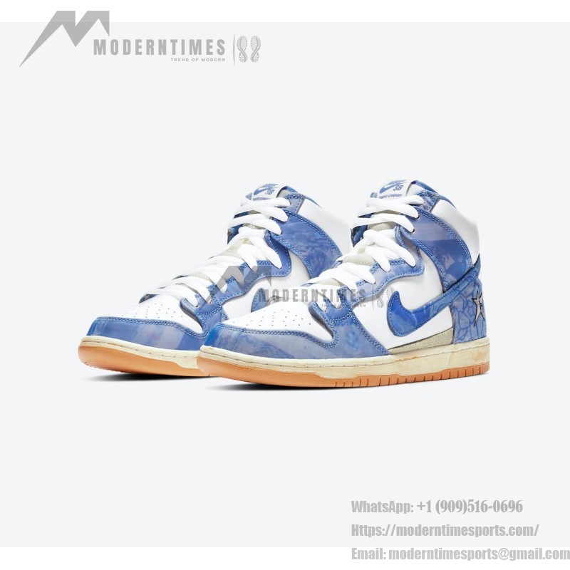 Carpet Company x Nike SB Dunk High Blue Pattern Limited Edition Skateboarding Shoes