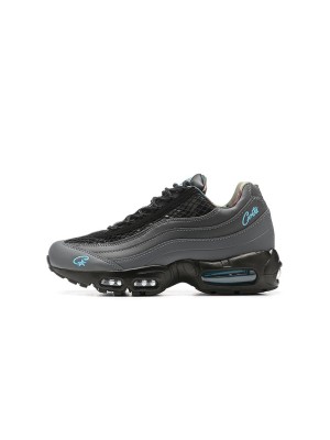 Corteiz x Nike Air Max 95「エーゲアンストーム」FB2709-002 | ブラックグレー・ブルーコラボ復刻ランニングシューズ | エアクッショントレンドスニーカー | 男女兼用