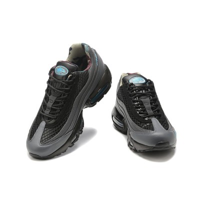 Corteiz x Nike Air Max 95 "Aegean Storm" FB2709-002 | Schwarz Grau Blau Kollaboration Retro-Laufschuhe | Air-Dämpfung Trendsneaker | Unisex