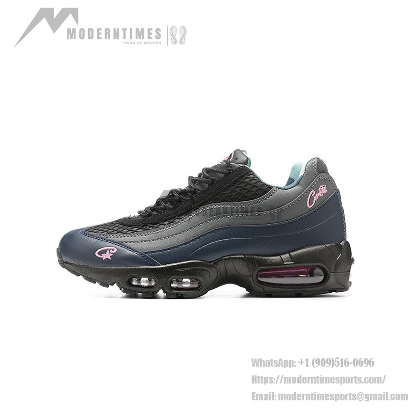 Corteiz x Nike Air Max 95 "Pink Beam" Black, Grey, Navy, and Pink Sneakers