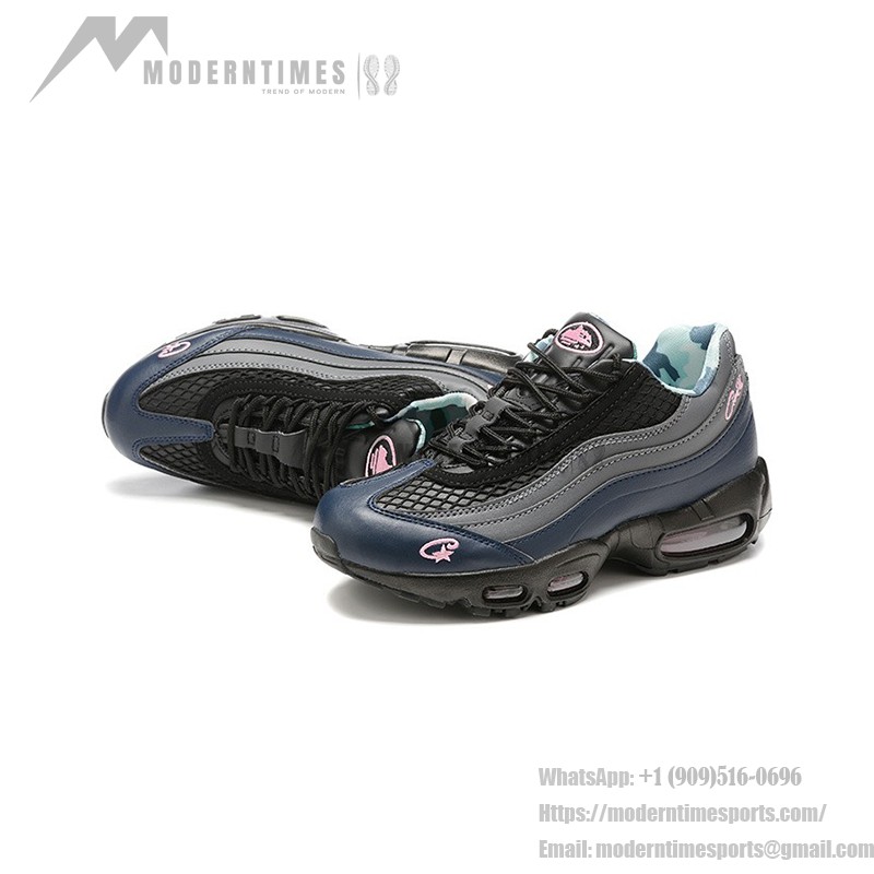 Corteiz x Nike Air Max 95 "Pink Beam" Black, Grey, Navy, and Pink Sneakers