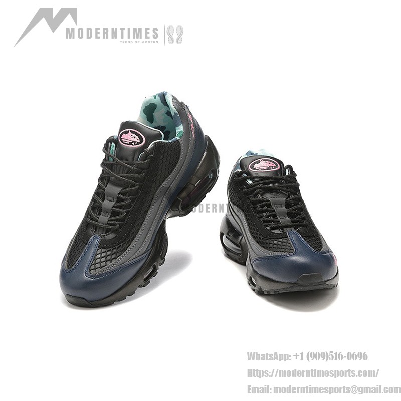 Corteiz x Nike Air Max 95 "Pink Beam" Black, Grey, Navy, and Pink Sneakers