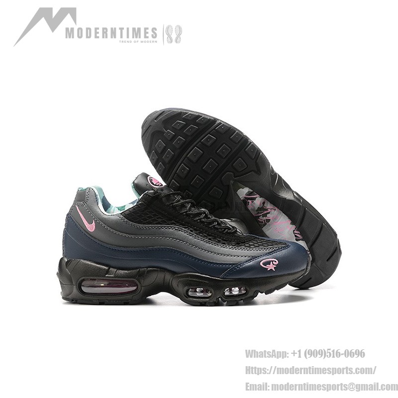 Corteiz x Nike Air Max 95 "Pink Beam" Black, Grey, Navy, and Pink Sneakers